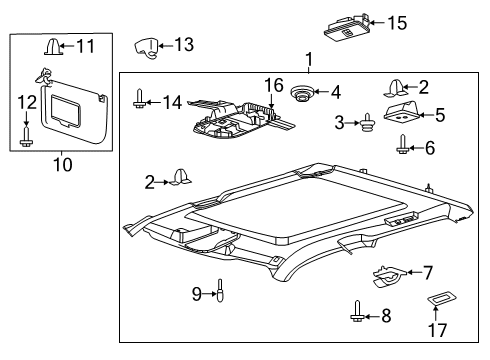 2020 Ford F-350 Super Duty Interior Trim - Cab Diagram 1