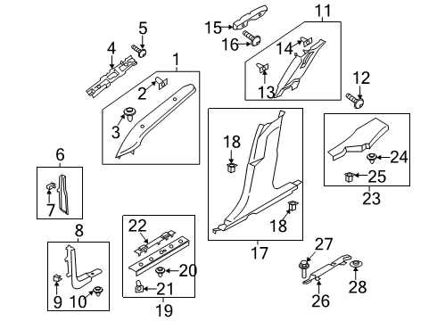 2020 Lincoln MKZ Interior Trim - Pillars, Rocker & Floor Diagram