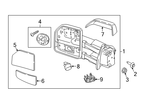 2020 Ford F-250 Super Duty Outside Mirrors Diagram 1