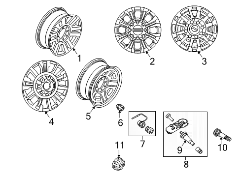 2021 Ford F-250 Super Duty WHEEL ASY Diagram for LC3Z-1007-F