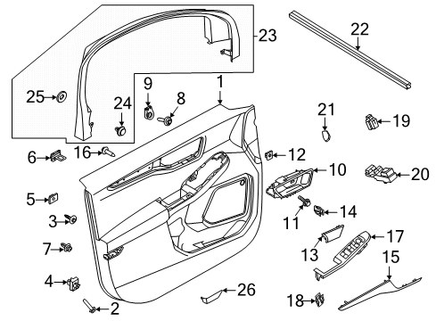 2022 Ford Escape HANDLE ASY - DOOR - INNER Diagram for LJ6Z-5822600-DB