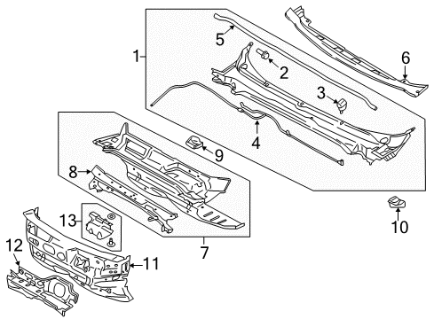 2020 Ford Police Responder Hybrid Cowl Diagram