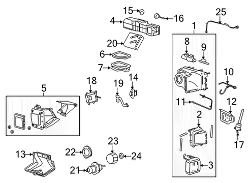 2022 Ford E-350/E-350 Super Duty A/C Evaporator & Heater Components Diagram