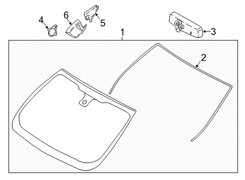 2022 Ford EcoSport Glass - Windshield Diagram