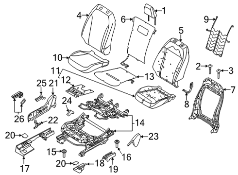 2023 Ford Mustang Mach-E Passenger Seat Components Diagram 2