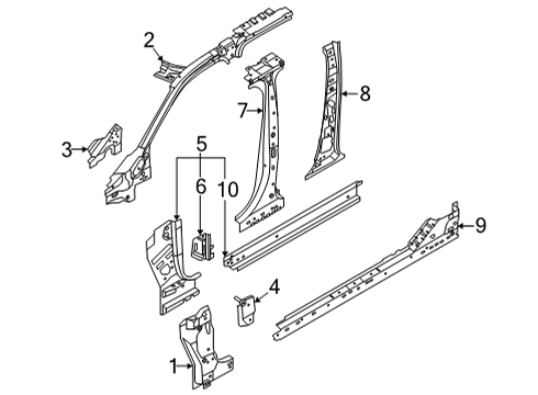 2023 Ford Maverick PANEL ASY - "B" PILLAR - INNER Diagram for NZ6Z-6024301-B