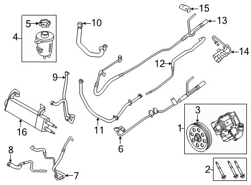 2021 Ford F-350 Super Duty P/S Pump & Hoses, Steering Gear & Linkage Diagram 5