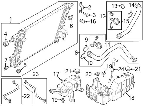 2023 Ford F-250 Super Duty Radiator & Components Diagram 3