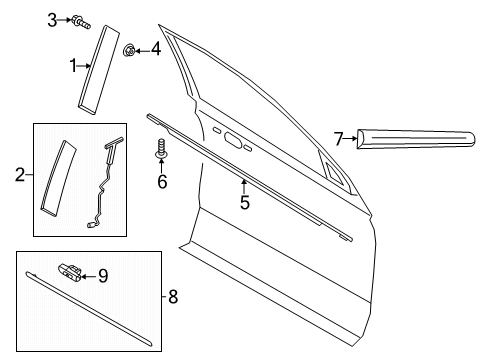 2022 Lincoln Navigator Exterior Trim - Front Door Diagram