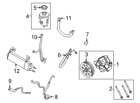 2022 Ford F-350 Super Duty P/S Pump & Hoses, Steering Gear & Linkage Diagram 4