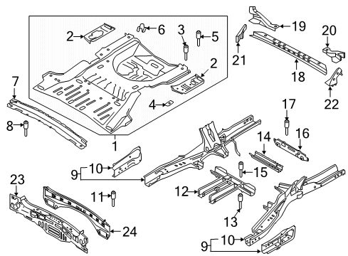 2021 Lincoln Aviator Rear Floor & Rails Diagram