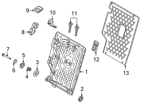 2021 Ford Bronco Sport Rear Seat Components Diagram 1