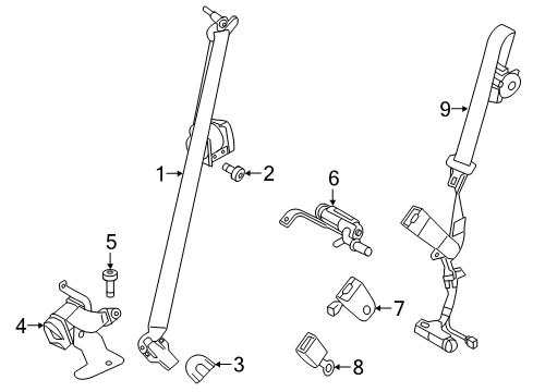 2019 Ford Police Interceptor Utility Second Row Seat Belts Diagram 3