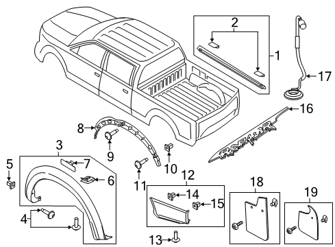 2020 Ford F-150 Exterior Trim - Pick Up Box Diagram 1