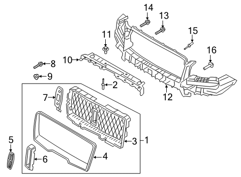 2021 Lincoln Navigator Grille & Components Diagram