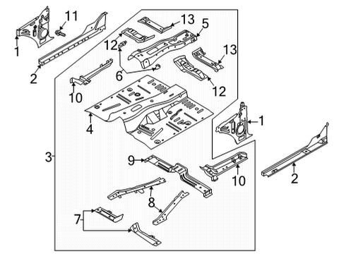 2022 Ford Bronco MEMBER ASY - FLOOR SIDE - CENT Diagram for MB3Z-5810133-A