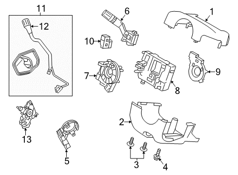 2019 Ford Police Interceptor Sedan Shroud, Switches & Levers Diagram