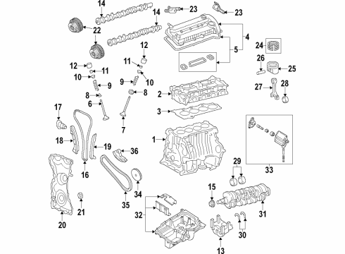 2021 Ford Mustang Engine Parts, Mounts, Cylinder Head & Valves, Camshaft & Timing, Variable Valve Timing, Oil Cooler, Oil Pan, Oil Pump, Adapter Housing, Balance Shafts, Crankshaft & Bearings, Pistons, Rings & Bearings Diagram 4