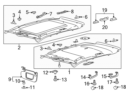 2022 Ford Edge Interior Trim - Roof Diagram