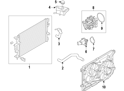 2020 Ford Fusion Cooling System, Radiator, Water Pump, Cooling Fan Diagram 8