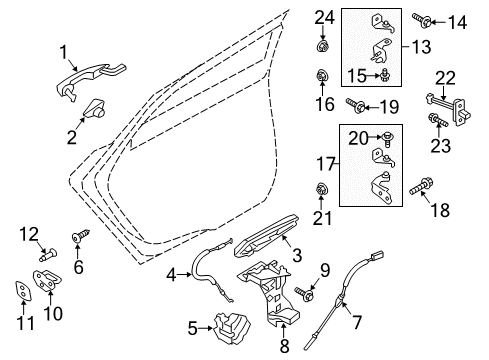 2020 Ford Police Responder Hybrid Rear Door - Lock & Hardware Diagram