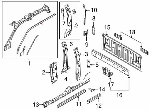 2023 Ford F-150 Back Panel, Hinge Pillar Diagram 1