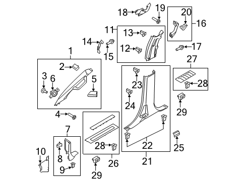 2021 Ford F-350 Super Duty Interior Trim - Cab Diagram 4