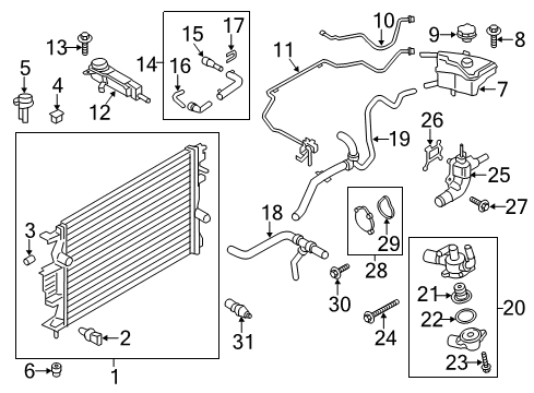 2019 Ford Police Responder Hybrid Radiator & Components Diagram