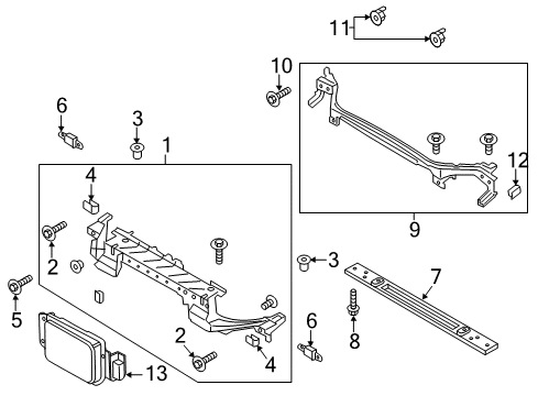 2020 Ford Police Responder Hybrid Radiator Support Diagram