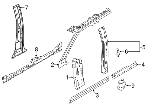 2021 Ford Expedition Center Pillar, Hinge Pillar Diagram