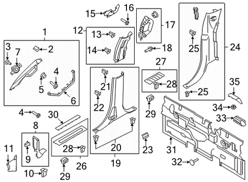 2022 Ford F-150 PANEL - COWL SIDE TRIM Diagram for ML3Z-1502345-AB