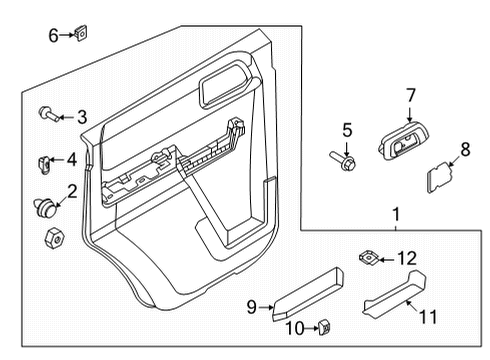 2023 Ford Bronco Interior Trim - Rear Door Diagram