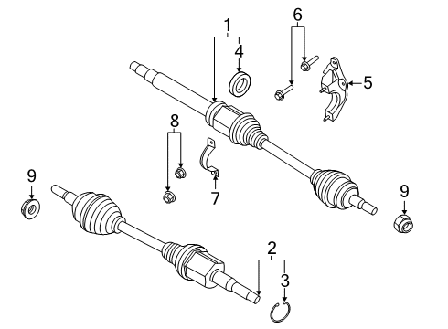 2021 Ford Escape SHAFT - FRONT AXLE Diagram for LX6Z-3B437-A