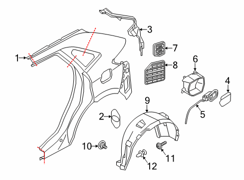 2020 Lincoln Nautilus Quarter Panel & Components Diagram