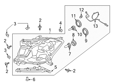 2021 Ford Expedition Headlamp Components Diagram 1