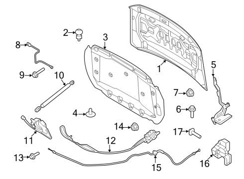 2022 Ford F-150 Lightning LATCH ASY - HOOD Diagram for NL3Z-16700-B