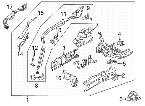 2022 Ford Maverick Structural Components & Rails Diagram