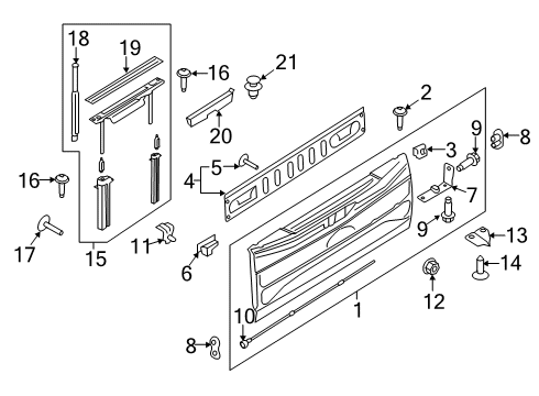 2021 Ford F-250 Super Duty Tail Gate Diagram 1