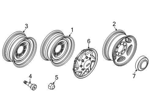 2023 Ford E-350/E-350 Super Duty Wheels, Covers & Trim Diagram 2