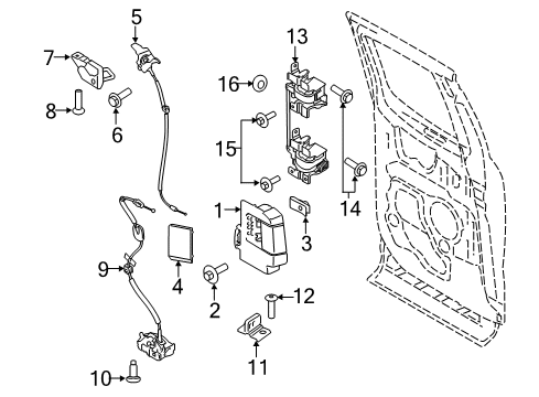 2020 Ford F-350 Super Duty Rear Door - Lock & Hardware Diagram 2