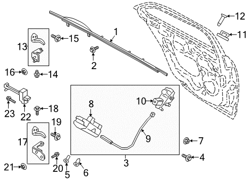 2020 Lincoln Continental Rear Door - Lock & Hardware Diagram