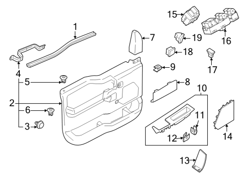 2022 Ford F-150 Lightning Interior Trim - Front Door Diagram