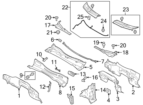 2023 Ford F-150 Lightning Cab Cowl Diagram