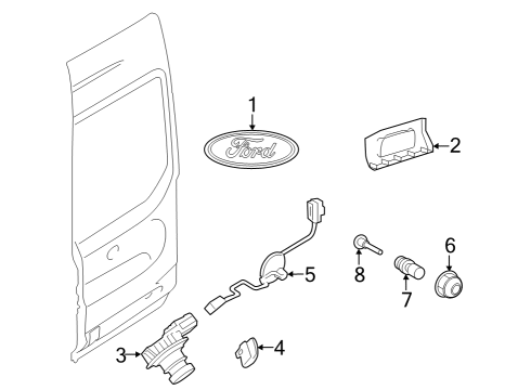 2023 Ford E-Transit Exterior Trim - Back Door Diagram 2