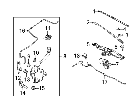 2019 Ford Police Interceptor Sedan Wiper & Washer Components Diagram