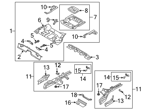 2020 Ford Escape Rear Body - Floor & Rails Diagram 2