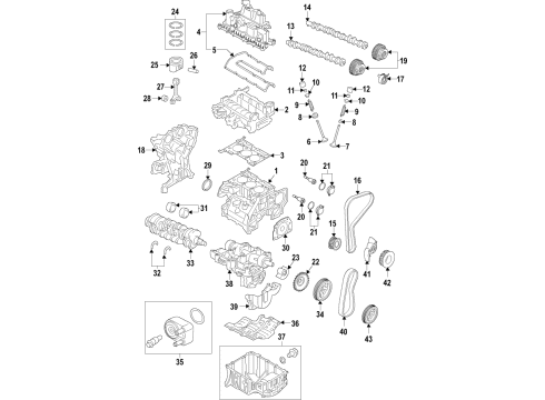 2020 Ford EcoSport Engine Parts, Mounts, Cylinder Head & Valves, Camshaft & Timing, Variable Valve Timing, Oil Cooler, Oil Pan, Oil Pump, Balance Shafts, Crankshaft & Bearings, Pistons, Rings & Bearings Diagram 4