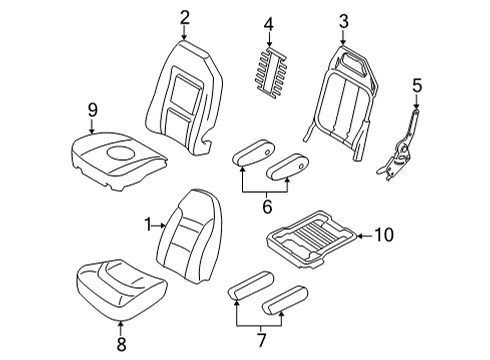 2021 Ford E-350/E-350 Super Duty Front Seat Components Diagram