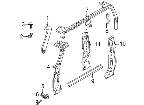 2022 Ford Bronco Hinge Pillar Diagram 1