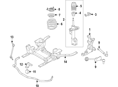 2022 Ford Mustang Front Suspension Components, Lower Control Arm, Ride Control, Stabilizer Bar Diagram 3